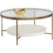 Gia 38 X 18 inch Clear / White / Antique Brass Coffee Table